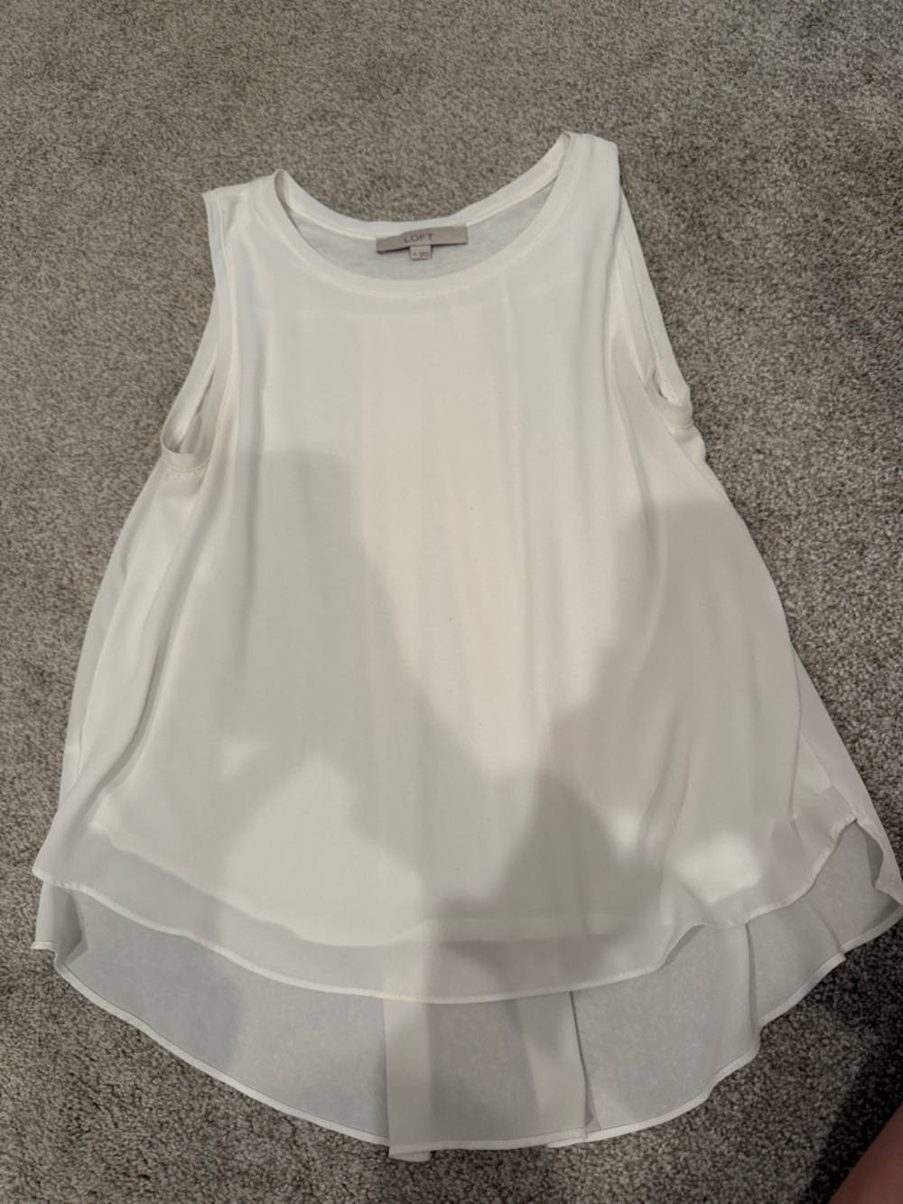 LOFT White Sleeveless Layered Chiffon Camisole
